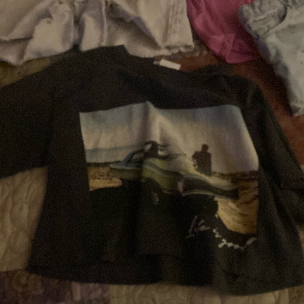 Black Graphic Tee with Car Print